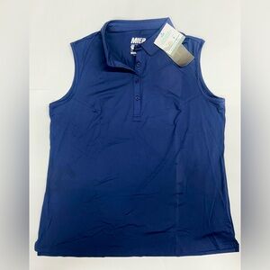 NWT Women's Navy Sleeveless Polo Golf Top, XXL, UPF 50+